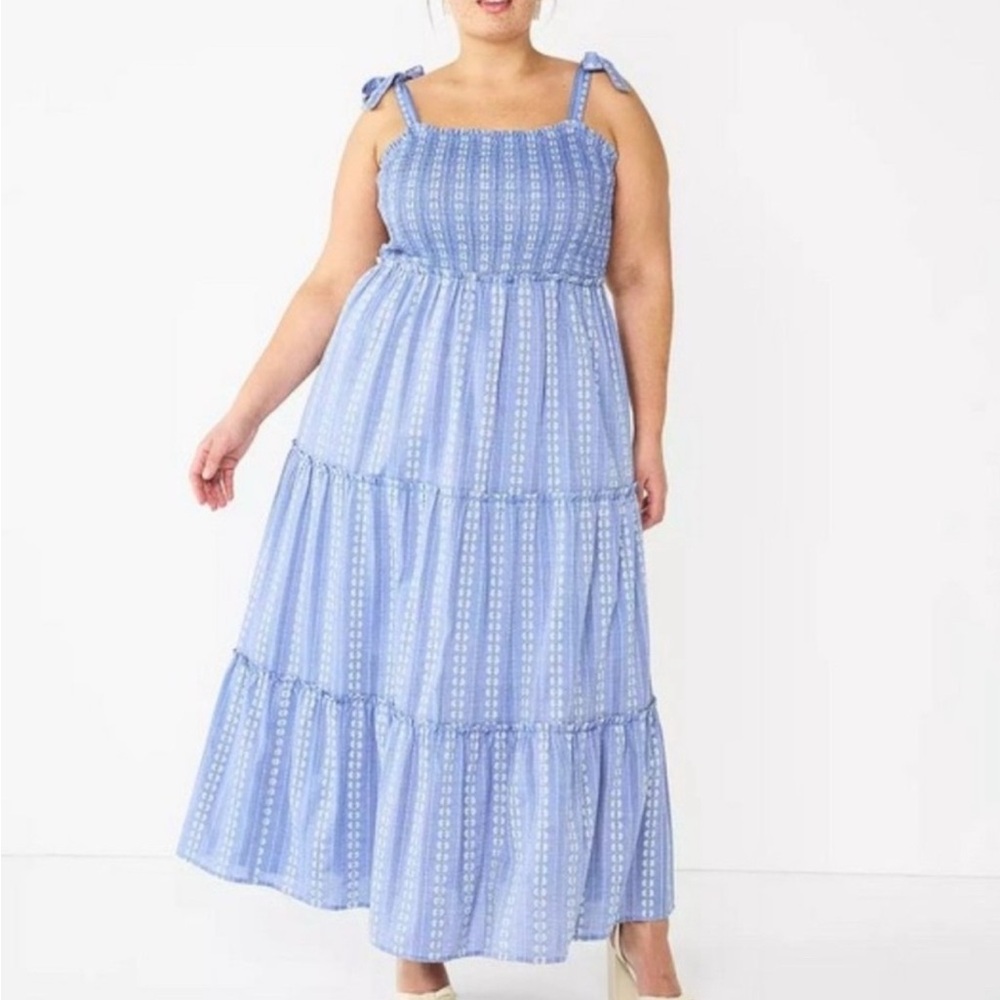 Draper James Blue Tiered Maxi Sundress
